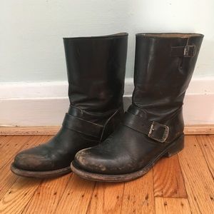 Frye Jenna Engineer Black “Brush Off” Boot